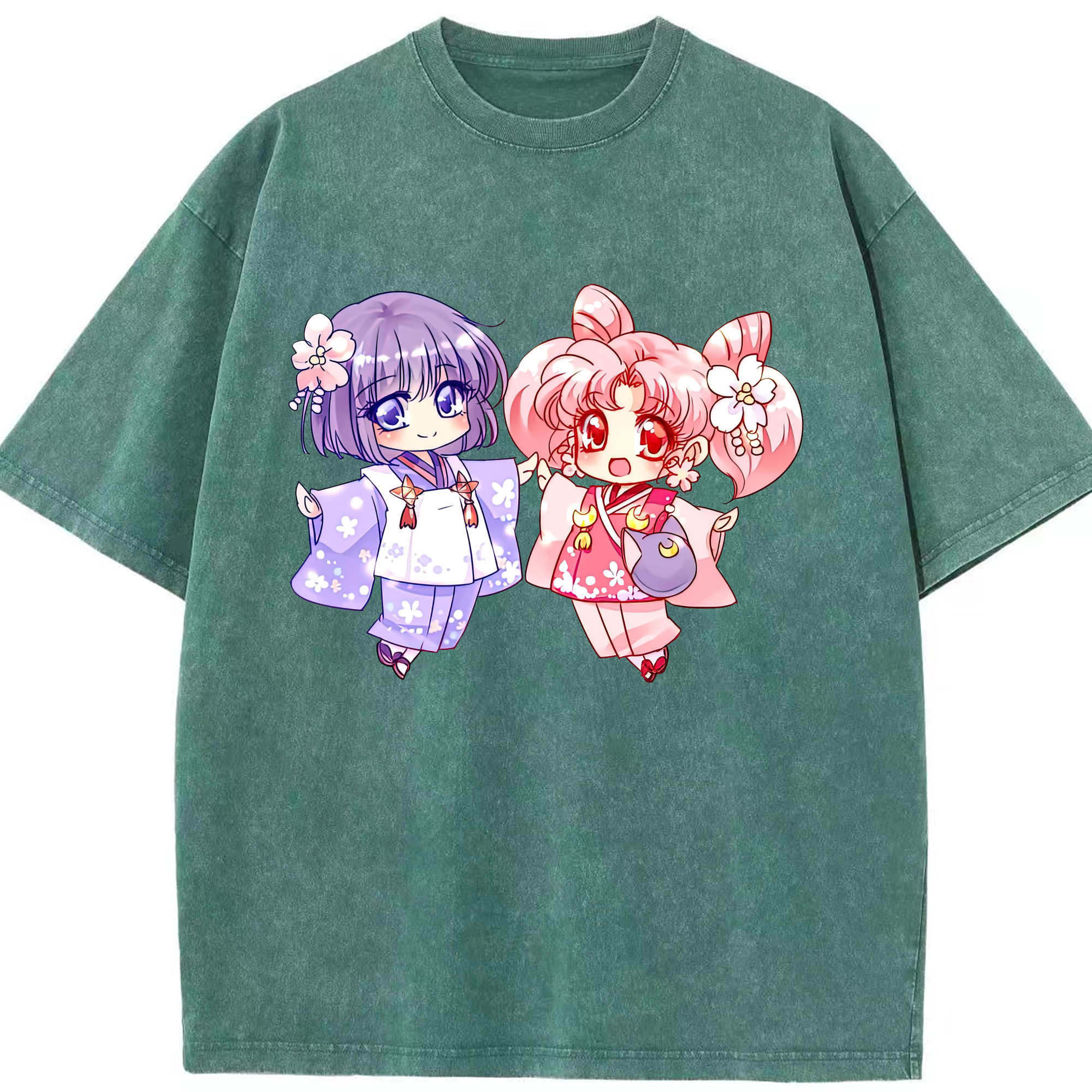 （画像用） 美少女戦士セーラームーン ちびうさ Sailor Moon Chibiusa Tsukino Usagi Small Lady Serenity 綿100% ヴィンテージ風 半袖Tシャツ（フロントプリント）